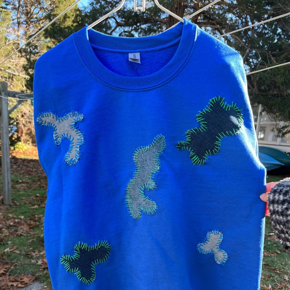 Champion hand embroidered cozy sweater